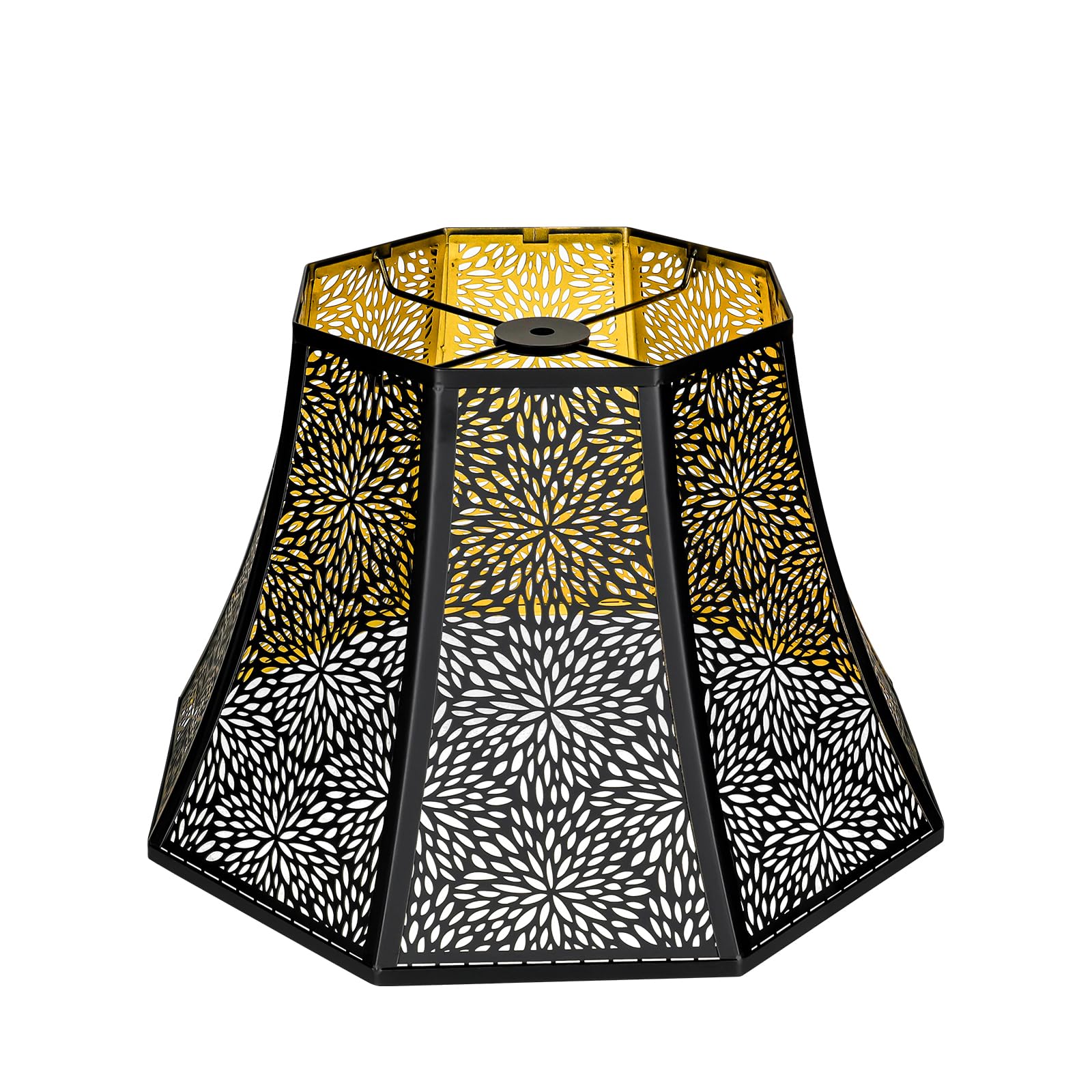 Octagonal Metal Lampshade | Etched Chrysanthemum Design