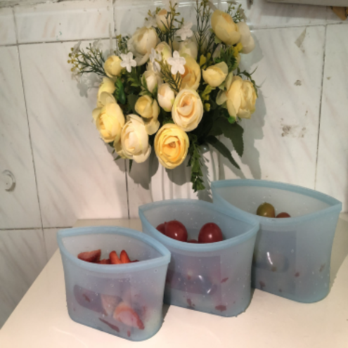 Reusable Silicone Food Storage Bags – 3 Pack Leakproof Airtight Sealed Bags for Kitchen, Meal Prep & On-the-Go (Food Grade)