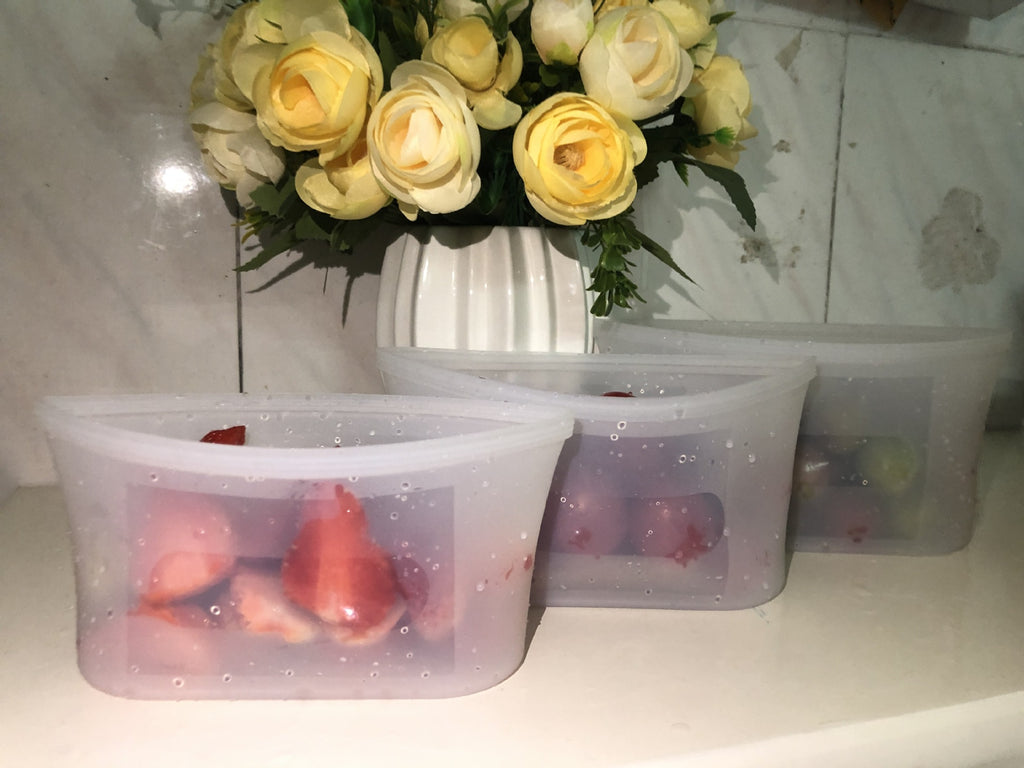Reusable Silicone Food Storage Bags – 3 Pack Leakproof Airtight Sealed Bags for Kitchen, Meal Prep & On-the-Go (Food Grade)