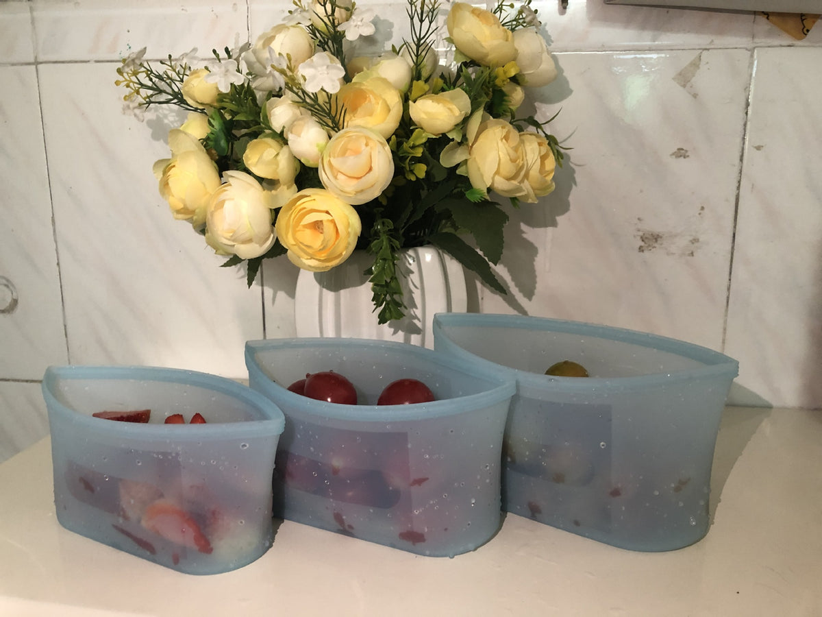 AEELLEEA-Reusable Silicone Food Storage Bags & Containers Set,Food Grade BPA Free Leakproof Bags Cups Dishes for Kitchen Picnic Travel