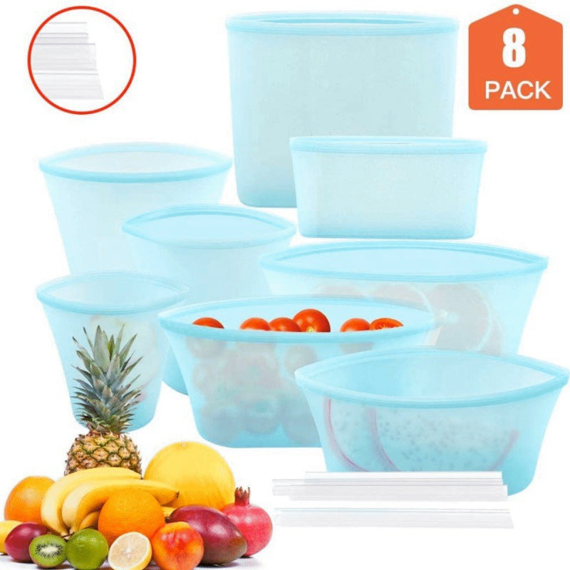 AEELLEEA-Reusable Silicone Food Storage Bags & Containers Set,Food Grade BPA Free Leakproof Bags Cups Dishes for Kitchen Picnic Travel