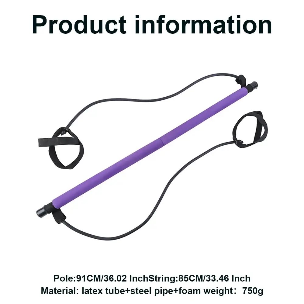 Pilates Bar with Resistance Bands, Portable Home Workout Exercise Stick for Full Body Toning, Pink & Violet Available