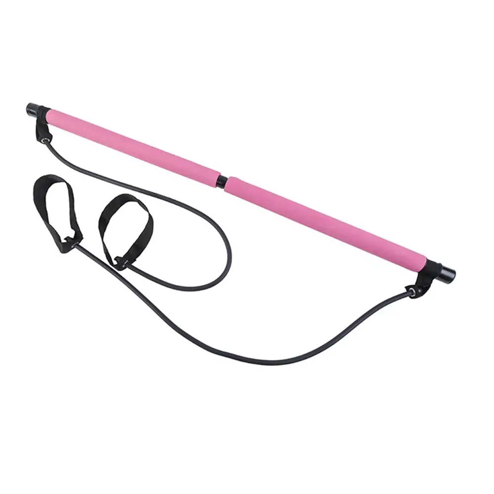 Pilates Bar with Resistance Bands, Portable Home Workout Exercise Stick for Full Body Toning, Pink & Violet Available