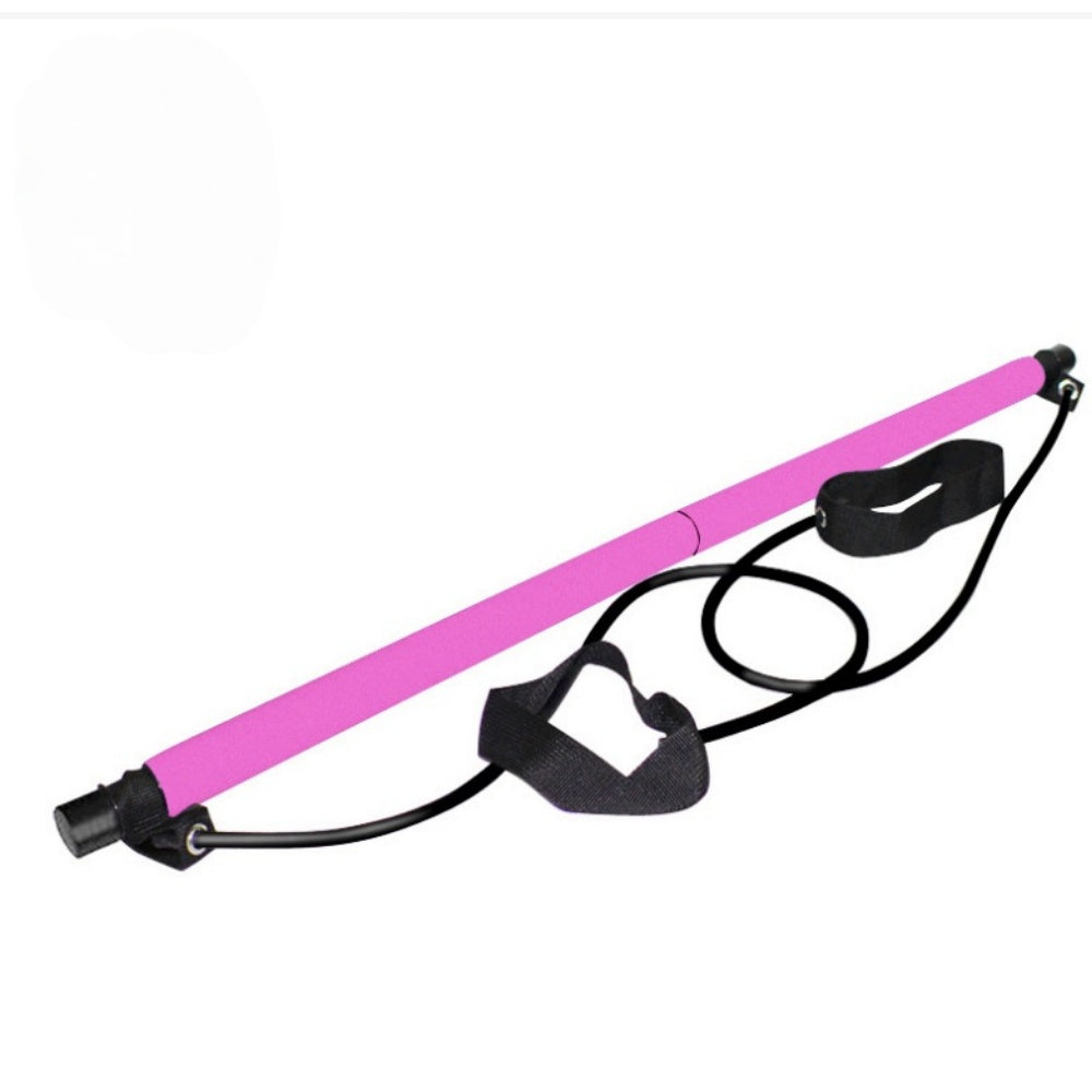 Pilates Bar with Resistance Bands, Portable Home Workout Exercise Stick for Full Body Toning, Pink & Violet Available