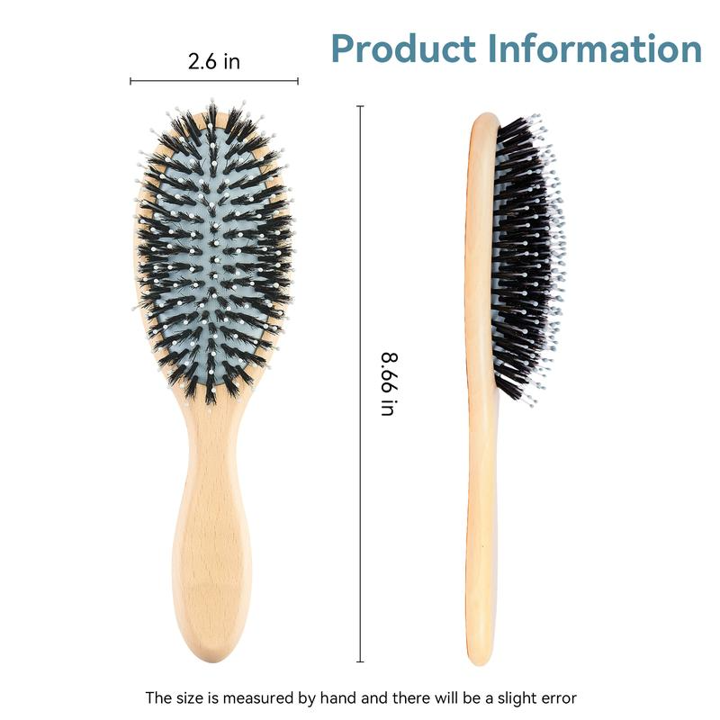 AEELLEEA-Natural Hog Bristle Wooden Hair Brush Portable Anti Static Massage Comb For Long Short Hair Women Men Daily Hairdressing And Hair Care Gift