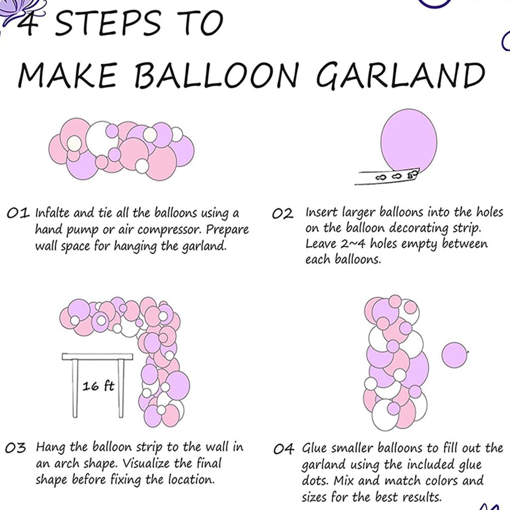 AEELLEEA- Balloon Garland Kit, Latex Balloon Arch Set with Confetti Balloons, Balloon Chain & Glue Dots for Birthday Baby Shower Wedding Decorations