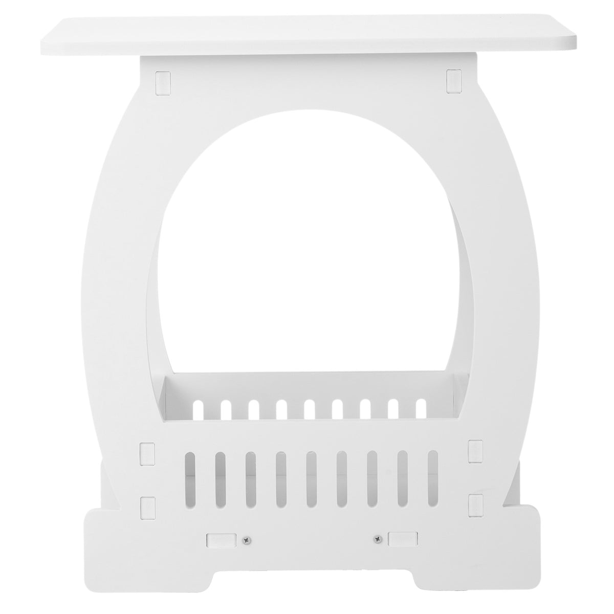 Side Table with Storage, Modern Arch Design End Table, White PVC Nightstand for Small Spaces, Indoor & Outdoor Accent Table