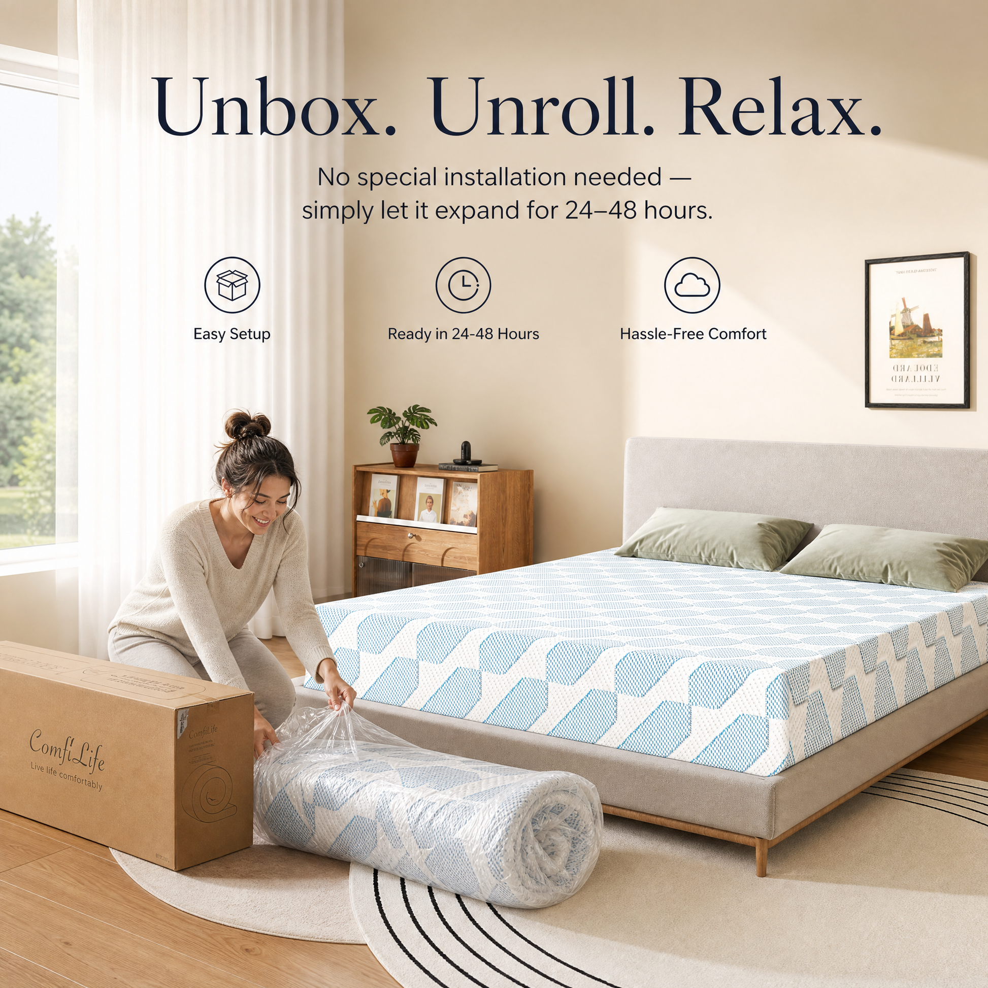 Gel Memory Foam Mattress in a Box, Medium Firm Cooling Mattress with Removable Breathable Cover, Pressure Relief Support for Kids, Guest Room, Apartment and Bunk Bed