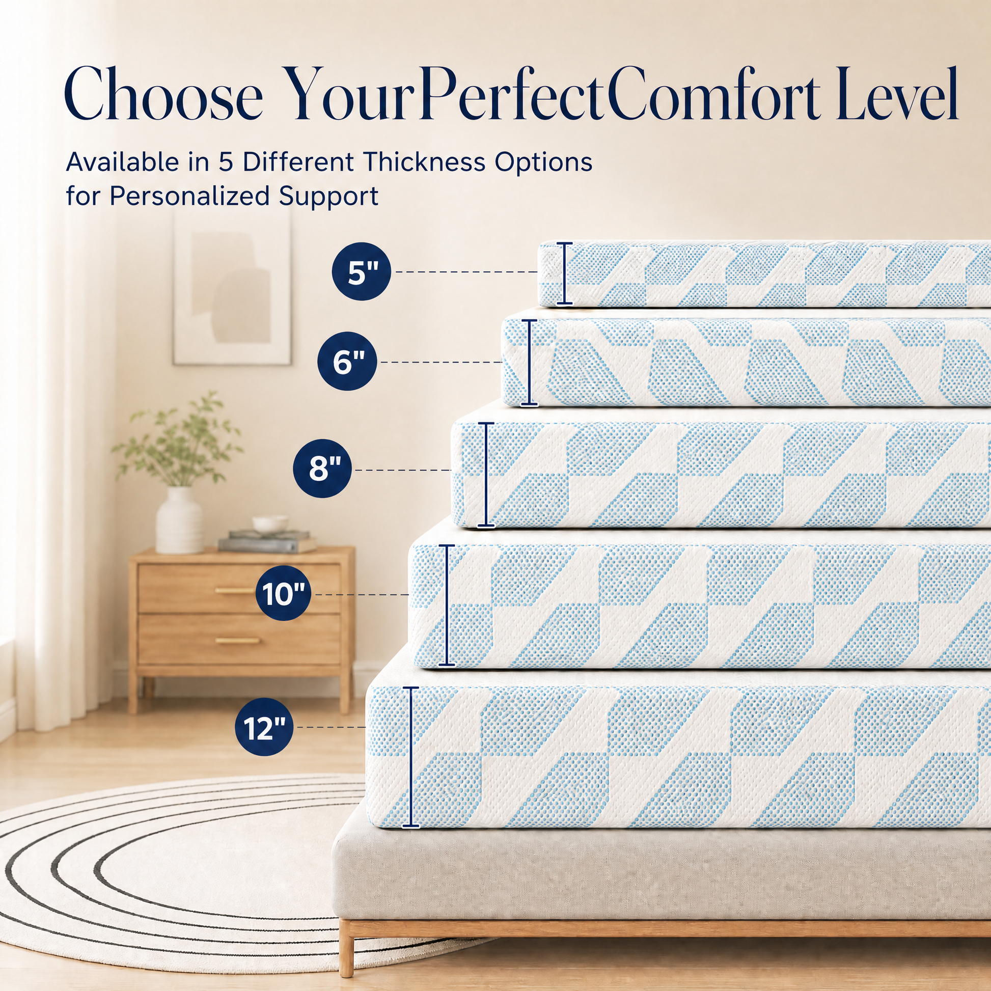 Gel Memory Foam Mattress in a Box, Medium Firm Cooling Mattress with Removable Breathable Cover, Pressure Relief Support for Kids, Guest Room, Apartment and Bunk Bed