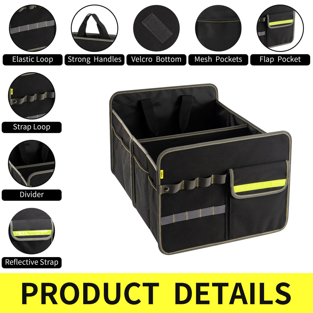 Collapsible Large Capacity Car Trunk Organizer, Waterproof Multipurpose Storage Container for Car Accessories & Tools