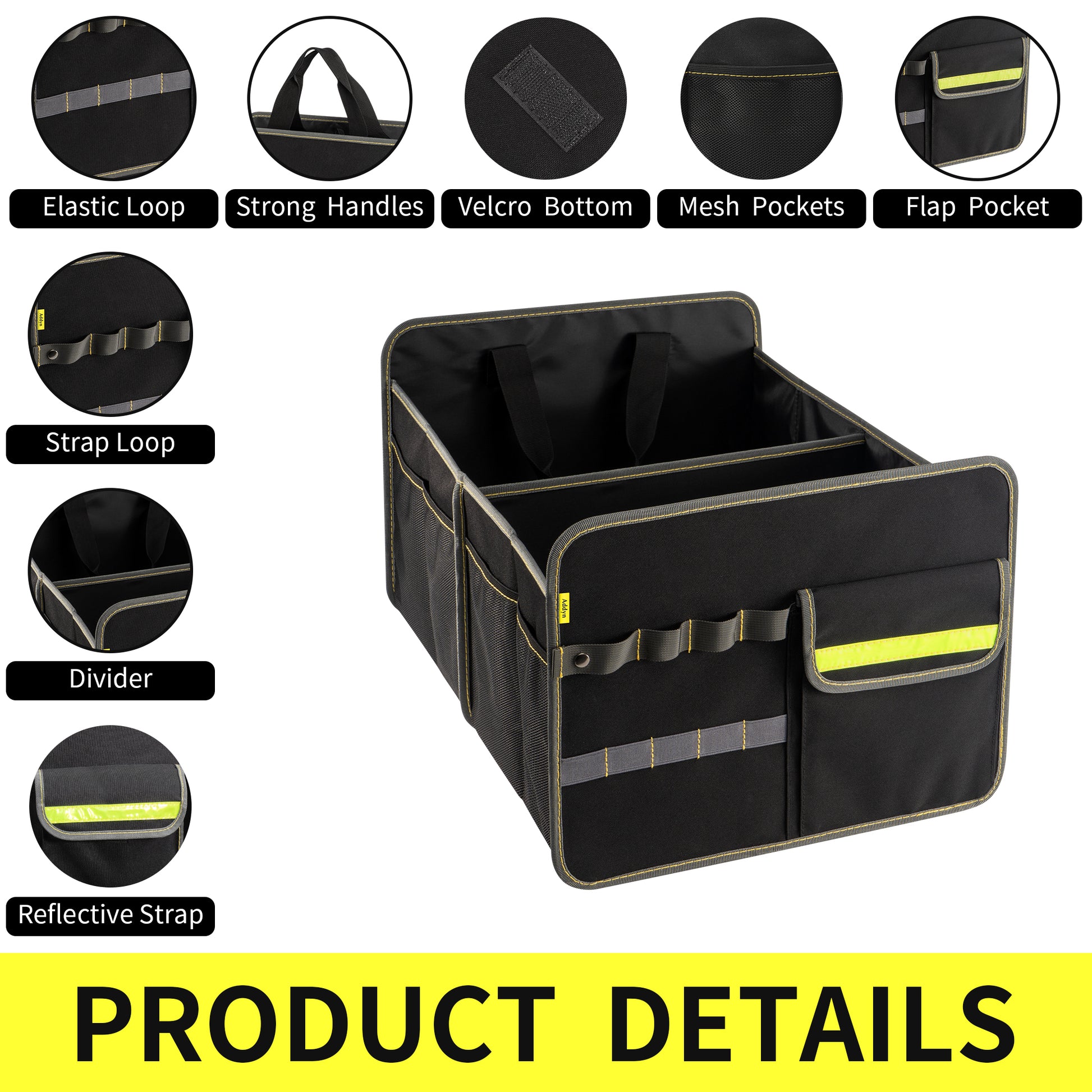Collapsible Large Capacity Car Trunk Organizer, Waterproof Multipurpose Storage Container for Car Accessories & Tools