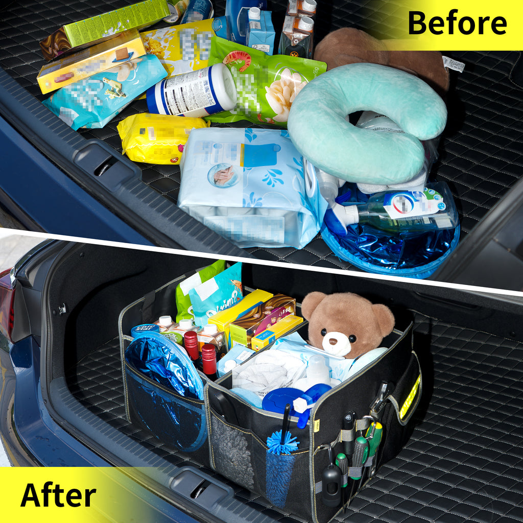 Collapsible Large Capacity Car Trunk Organizer, Waterproof Multipurpose Storage Container for Car Accessories & Tools