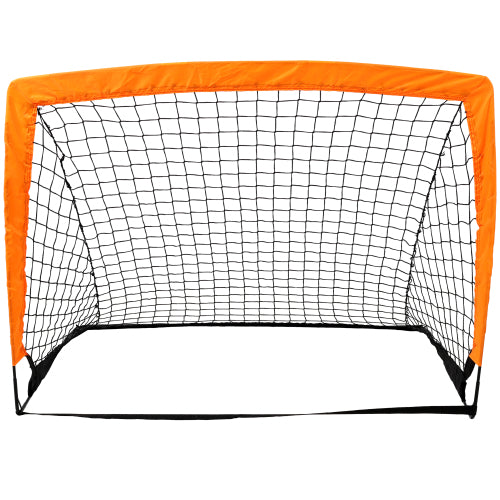 2 Pack Pop Up Soccer Goals, Portable Soccer Nets for Kids Youth Adults, Outdoor Soccer Goal Set for Backyard Games & Soccer Training Orange