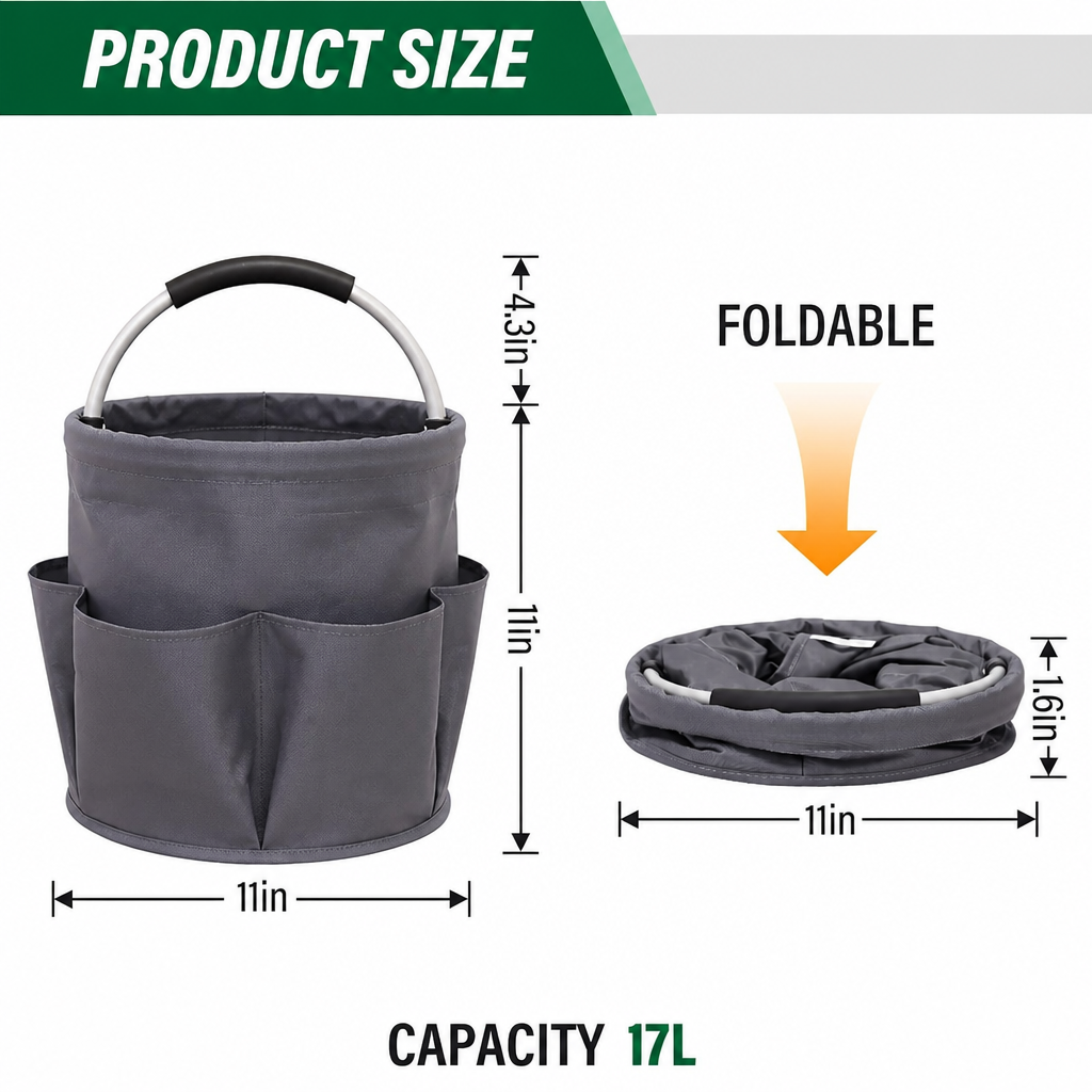 Collapsible Basket with Handles: Picnic, Beach, Garden Harvest