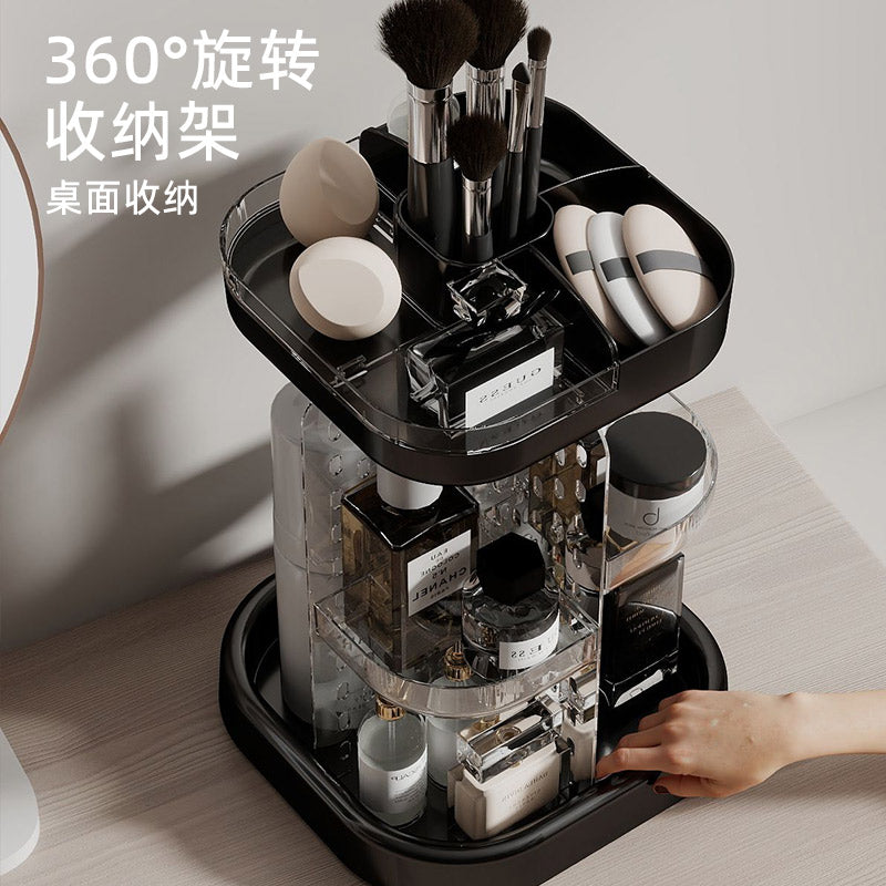 360° Rotating Makeup Organizer, Adjustable Tiered Bathroom Counter Organizer, Clear Vanity Display, Perfume Organizer & Makeup Brush Holder for Jewelry & Accessories Storage