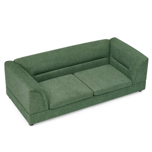 AEELLEEA Large Dog Sofa Bed, Green Upholstered Pet Couch with Bolster Sides, Jumbo Dog Bed for Large Dogs up to 150 lbs