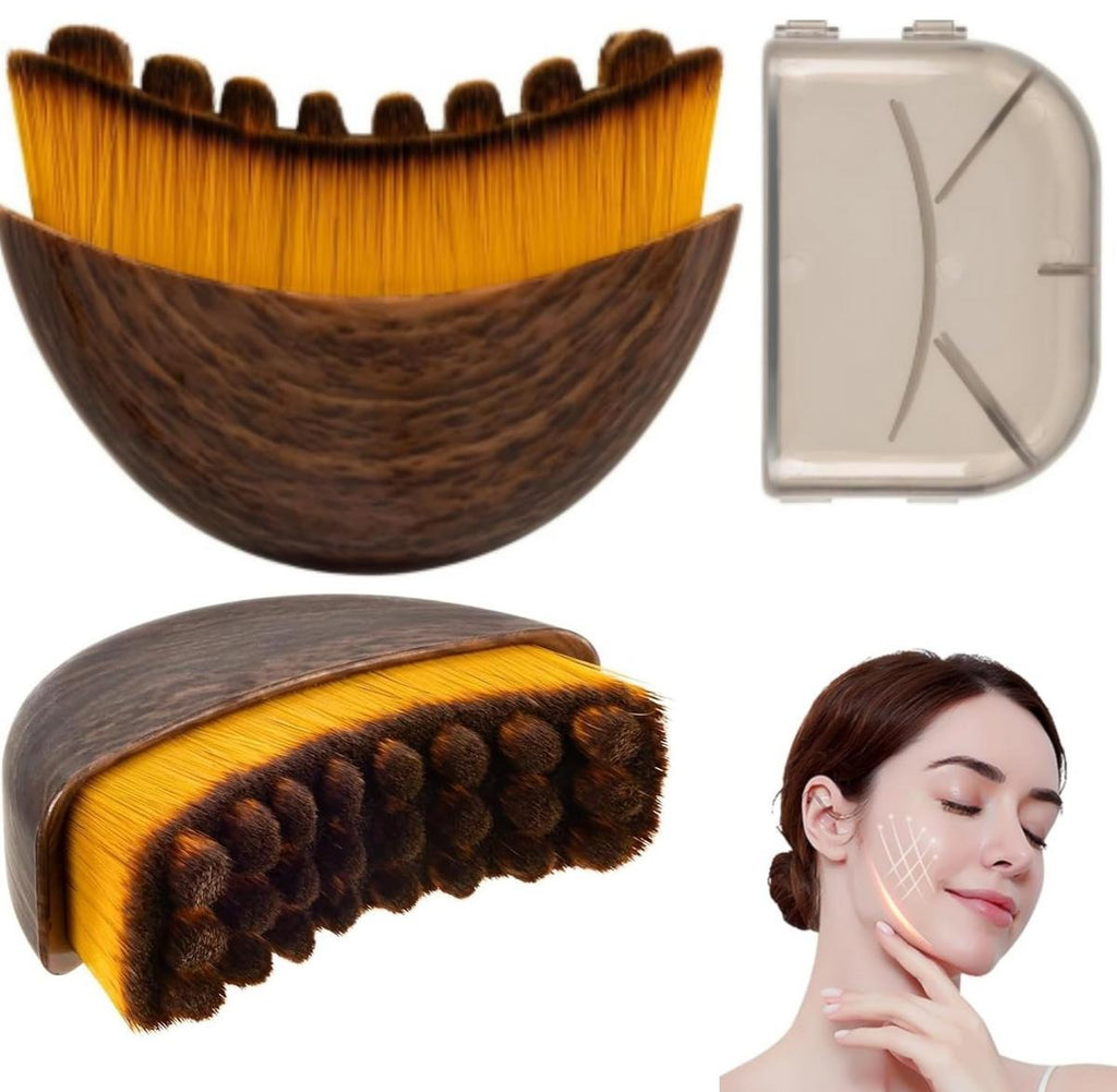 Soft Bristle Facial Massage Brush, Gentle Exfoliating Cleansing Brush for Face & Neck, Ergonomic Manual Face Scrub Brush for All Skin Types, Brown