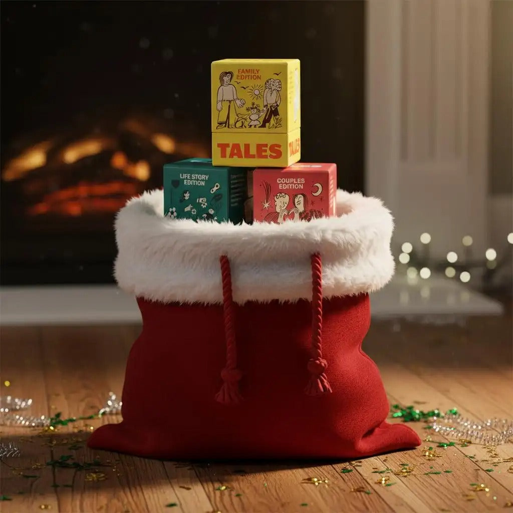 Tales Family Edition Conversation Cards, 150 Question Cards, Christmas Gift for Family Night, Fun Party Card Game for Kids & Adults Holiday Gathering