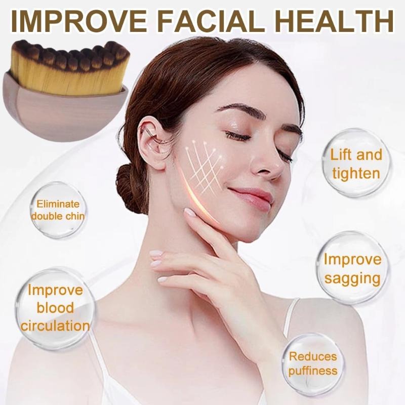 Soft Bristle Facial Massage Brush, Gentle Exfoliating Cleansing Brush for Face & Neck, Ergonomic Manual Face Scrub Brush for All Skin Types, Brown