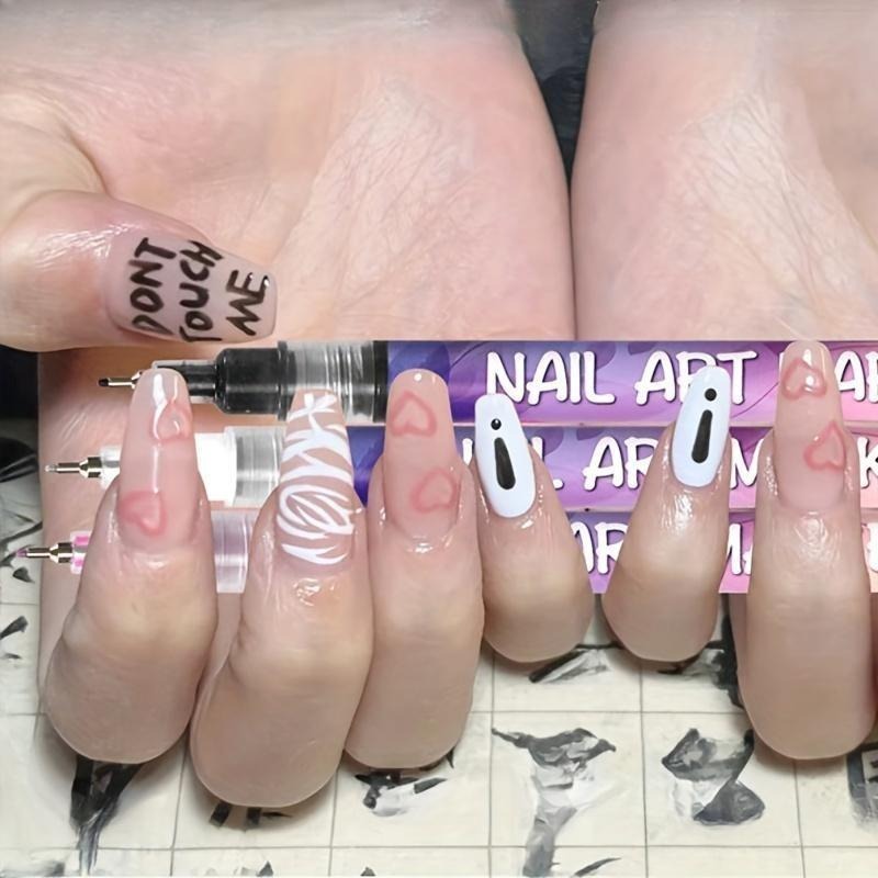 Nail Art Pens 12 Pack, Quick Dry Water-Based Nail Polish Marker Pens with Fine 0.5mm Tip, DIY Manicure Pen Set for Women & Girls