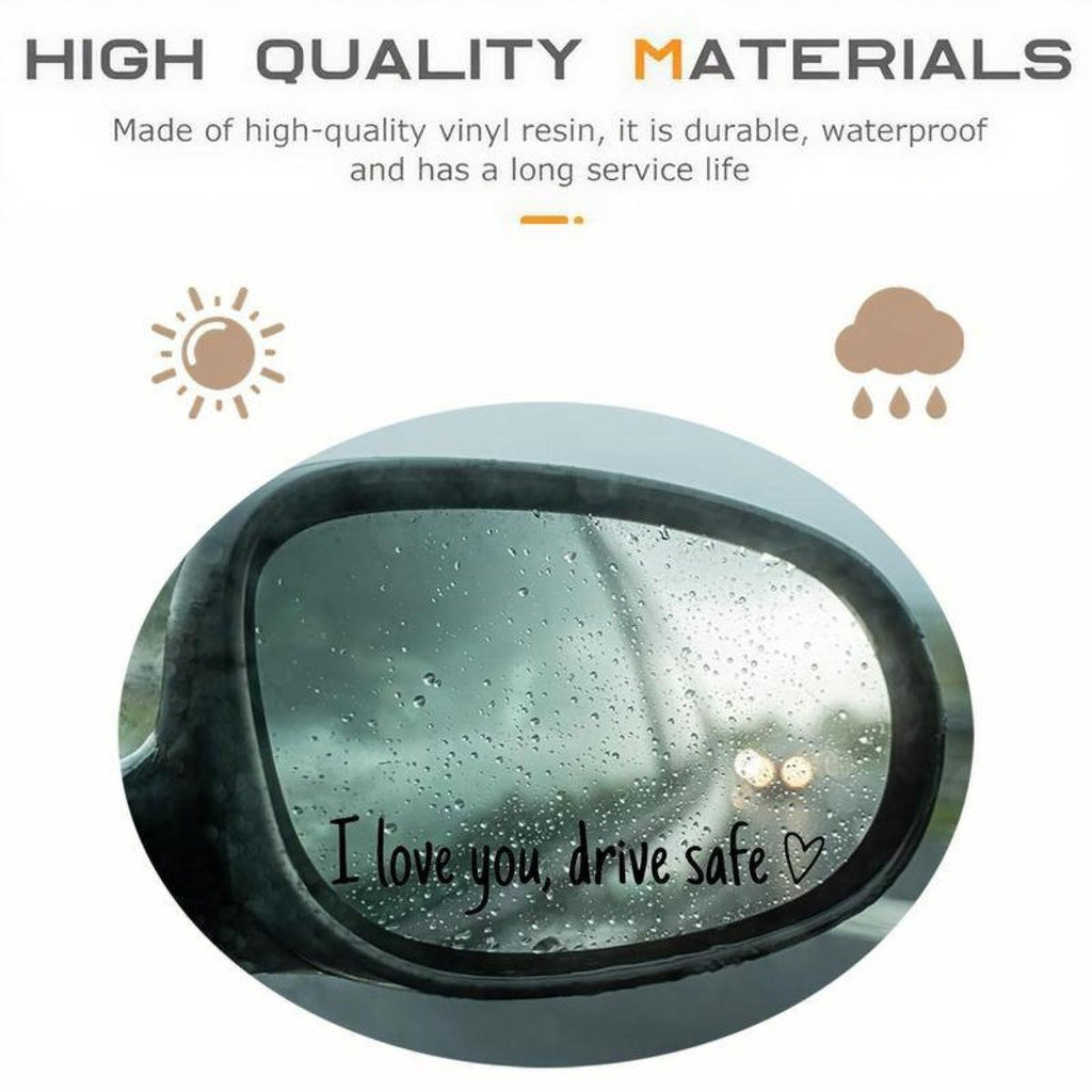 I Love You Drive Safe Car Mirror Decal, Sweet Romantic Vinyl Car Sticker, Rearview Mirror Decoration, Valentine's Day Gift for Car Interior Accessories