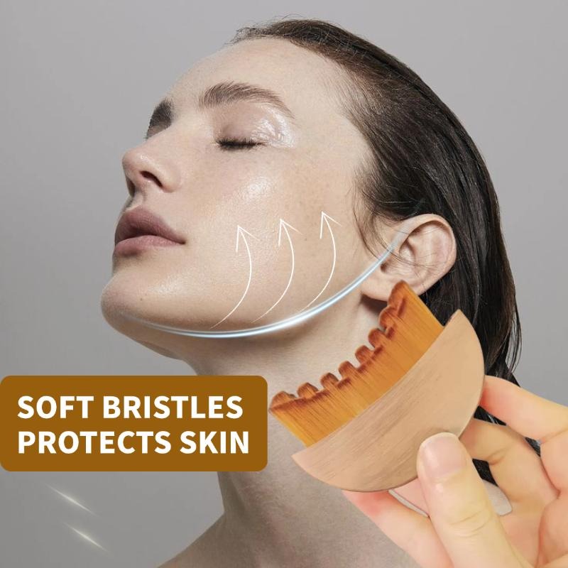 Soft Bristle Facial Massage Brush, Gentle Exfoliating Cleansing Brush for Face & Neck, Ergonomic Manual Face Scrub Brush for All Skin Types, Brown