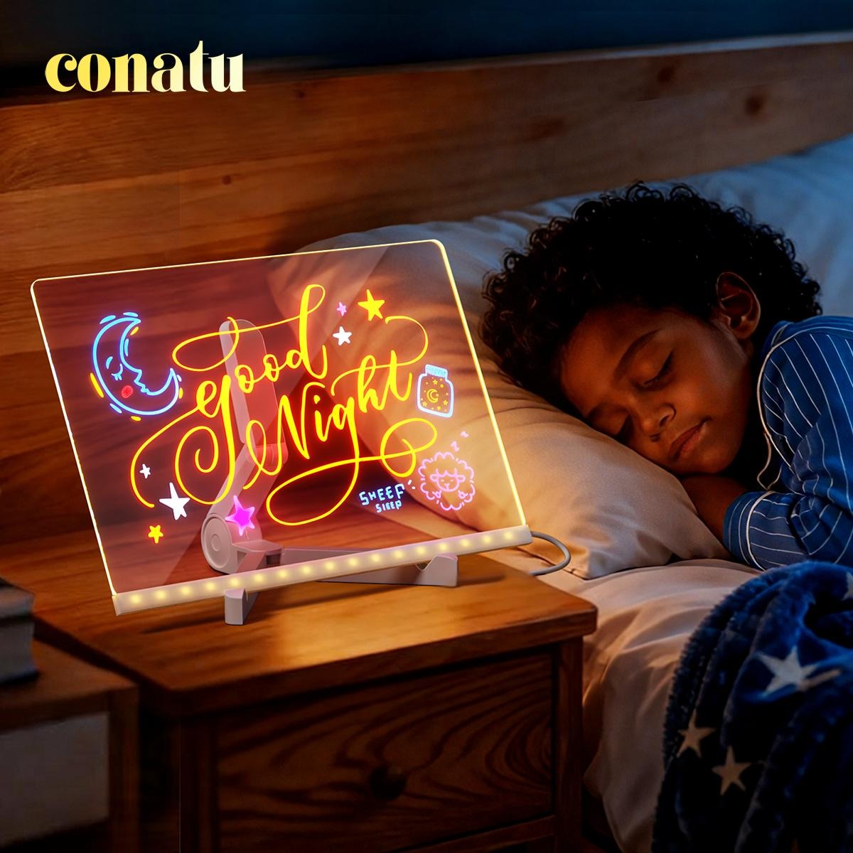 Light Up Acrylic Message Board, Erasable Glow Drawing Board with 7 Markers, USB Powered Christmas Desktop Decor & Holiday Gift for Kids