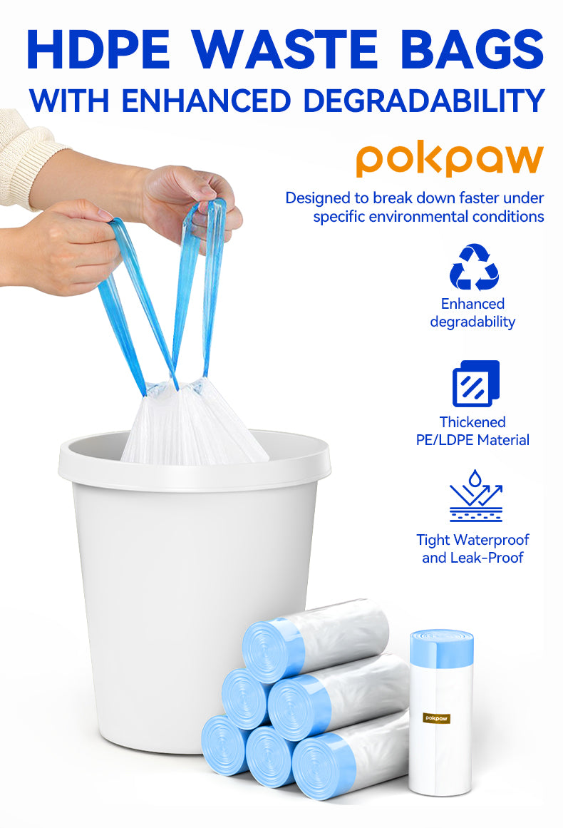 Aeelleea Drawstring Cat Litter Box Liners 20-Pack HDPE Degradable Leak-Proof Fit Open-Top