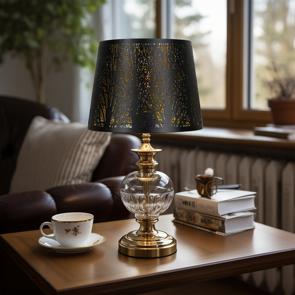 Antique Bronze Metal Floor Lampshade, 8-Petal Lotus Cylinder Shade 8"×10"×7.5", Spider Fitter for Bedroom Living Room