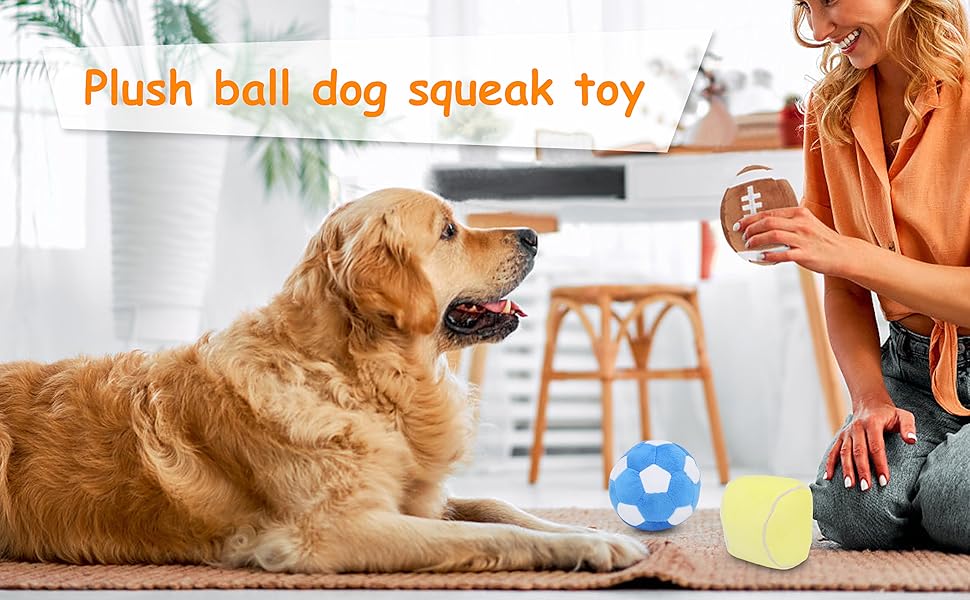 3-PACK Interactive Dog Toys Ball Suitable for Small and Medium Dogs, Soccer Ball, Football and Tennis Balls for Dogs, Stuffed with Fluffy Squeak Dog Toys, Puppy Dog Plush toys, Dog Birthday Gifts