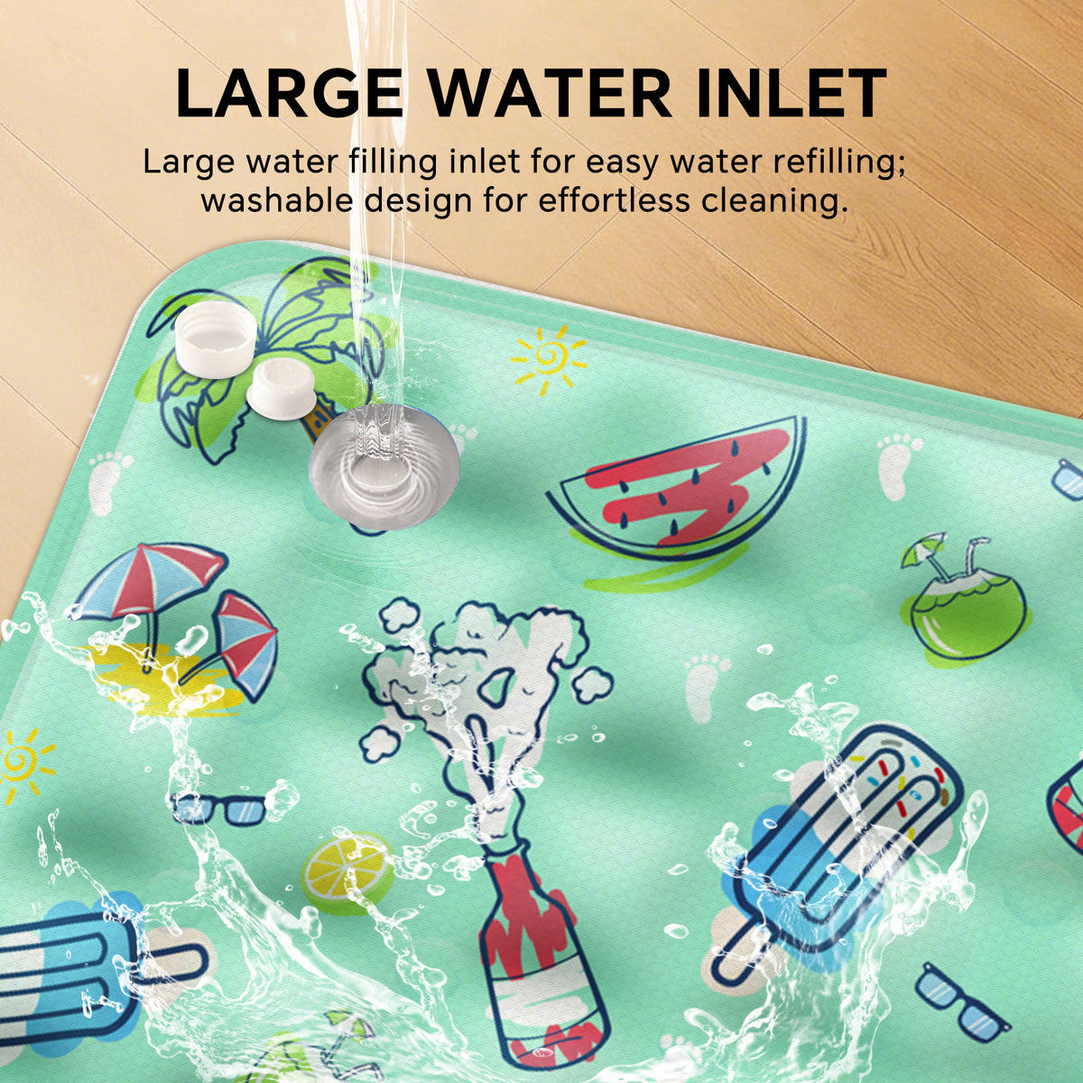 Water-Fill Pet Cooling Mat for Cats & Dogs, Reusable Washable Summer Cooling Pad, Green, 35.43" x 23.62"