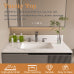 37 Inch Bathroom Vanity Top with Sink, White Marble Look Countertop with Undermount Rectangular Sink, 3 Pre-Drilled Holes
