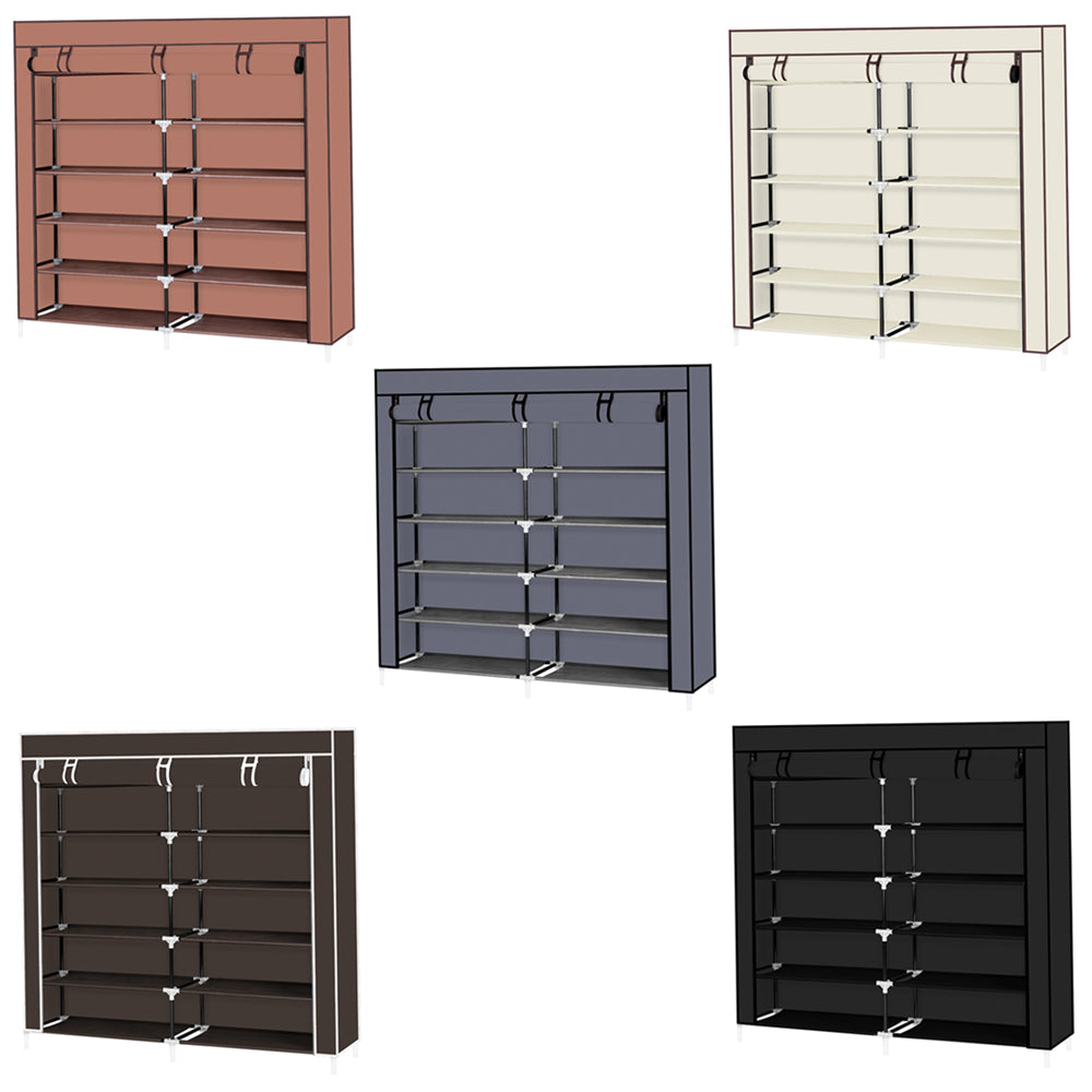 AEELLEEA- 7-Tier Freestanding Dustproof Shoe Rack with Zipper Cover, Non-woven Fabric Steel Frame Shoe Storage Organizer