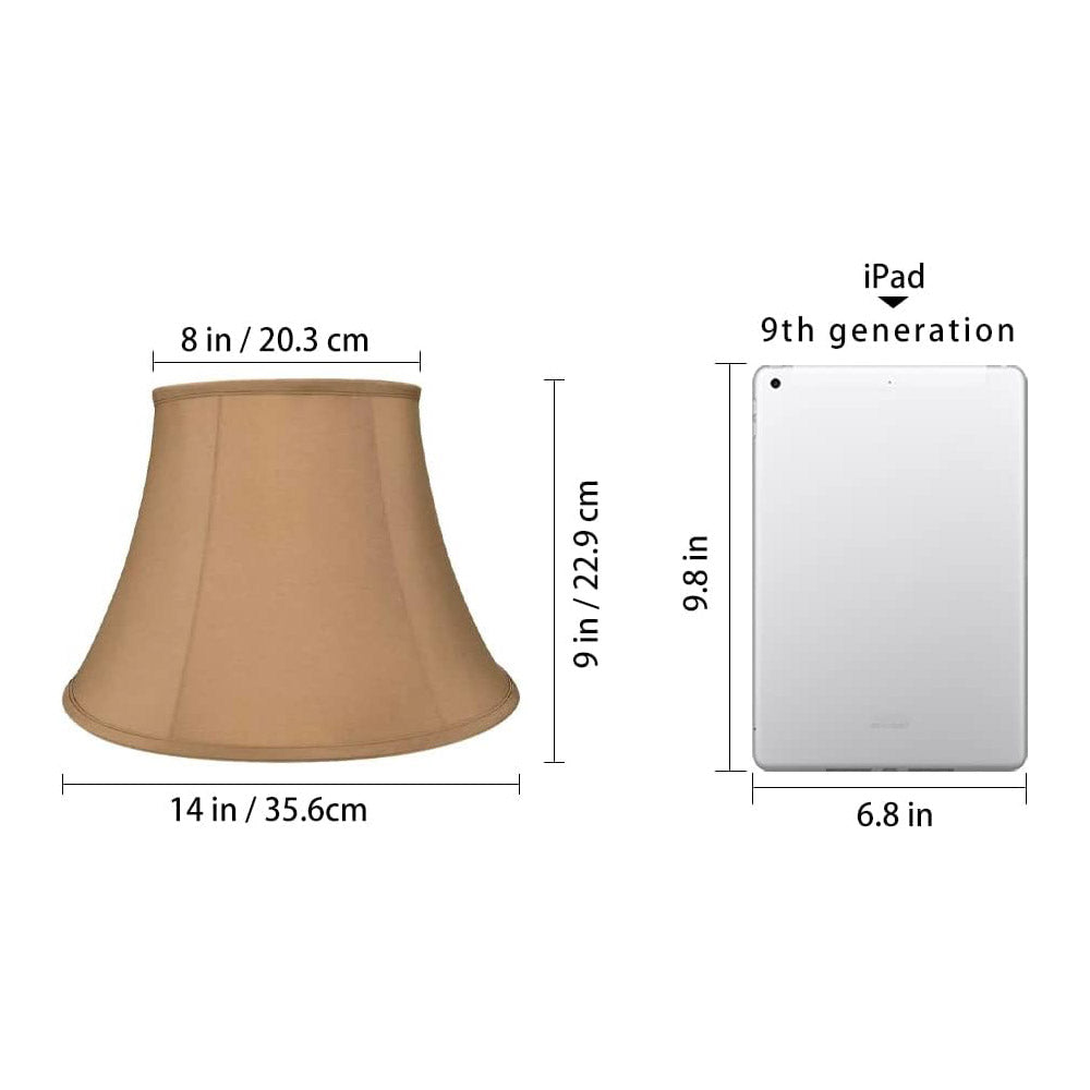 ALUCSET Royal Style Linen Bell Lamp Shade Light Brown 8 x 14 x 9 in