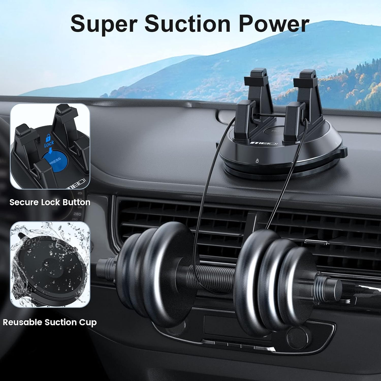 360° Rotating Car Phone Holder For Dashboard, Washable & Reusable Silicone Mount, Anti-Slip Cell Phone Stand For Car & Desk, Universal Compatible With IPhone Samsung Android Phones