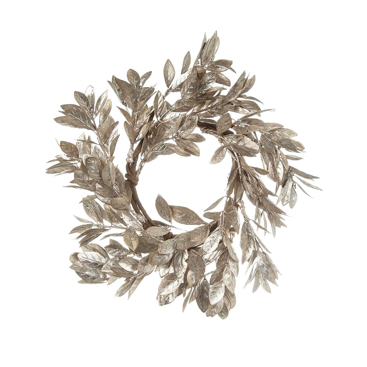 AEELLEEA 10 Inch Silver Shimmer Candle Ring Wreath, Christmas Winter Table Door Decor, Set of 6