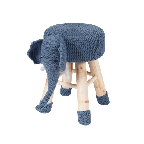 Animal Ottoman Stool, Polyester Upholstered Cute Deer Foot Stool with Solid Pine Wood Legs, Portable Small Seat for Children Bedroom