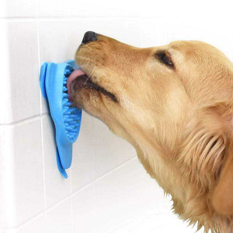 Dog Lick Pad with Strong Suction Cups, Silicone Bath Time Distraction Lick Mat for Pet Grooming & Shower, Blue