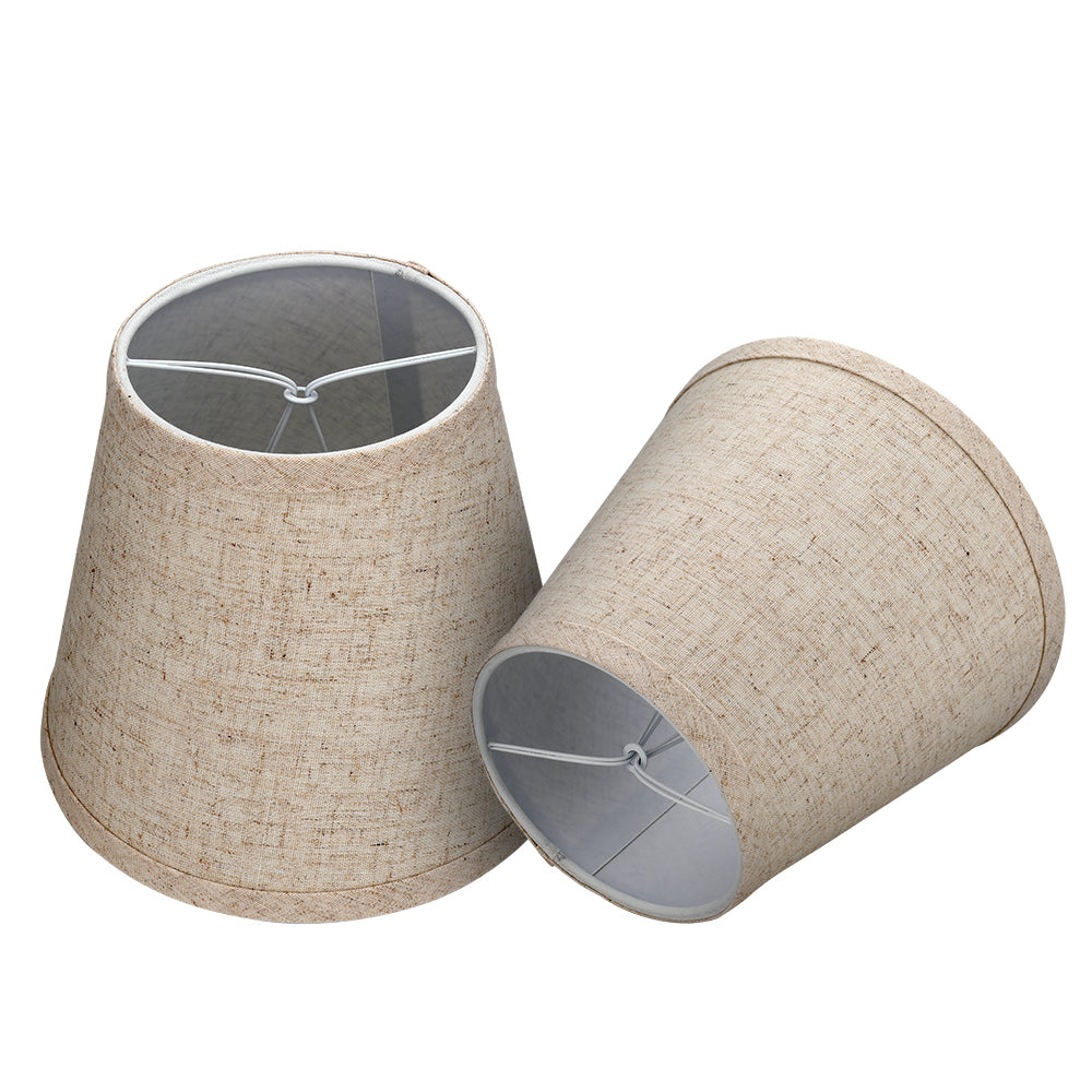 Beige Linen Clip-On Lamp Shades 4"×7"×6", Fabric Replacement Shades for Wall Sconces & Chandeliers