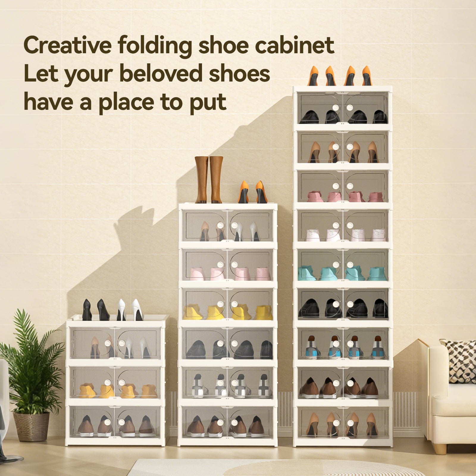 Stackable Shoe Rack and Organizer Shelf– Portable, Collapsible, Free-Standing Storage for Shoes, Sneakers, Shoe Boxes, Closet, Garage, Entryway