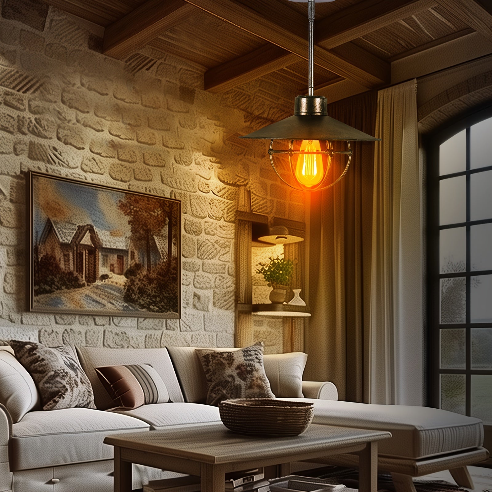 Single-Head Simple Vintage Industrial Edison Pendant Light - Height Adjustable American Rustic Lighting Fixture - Ideal for Bar, Dining Room & Kitchen