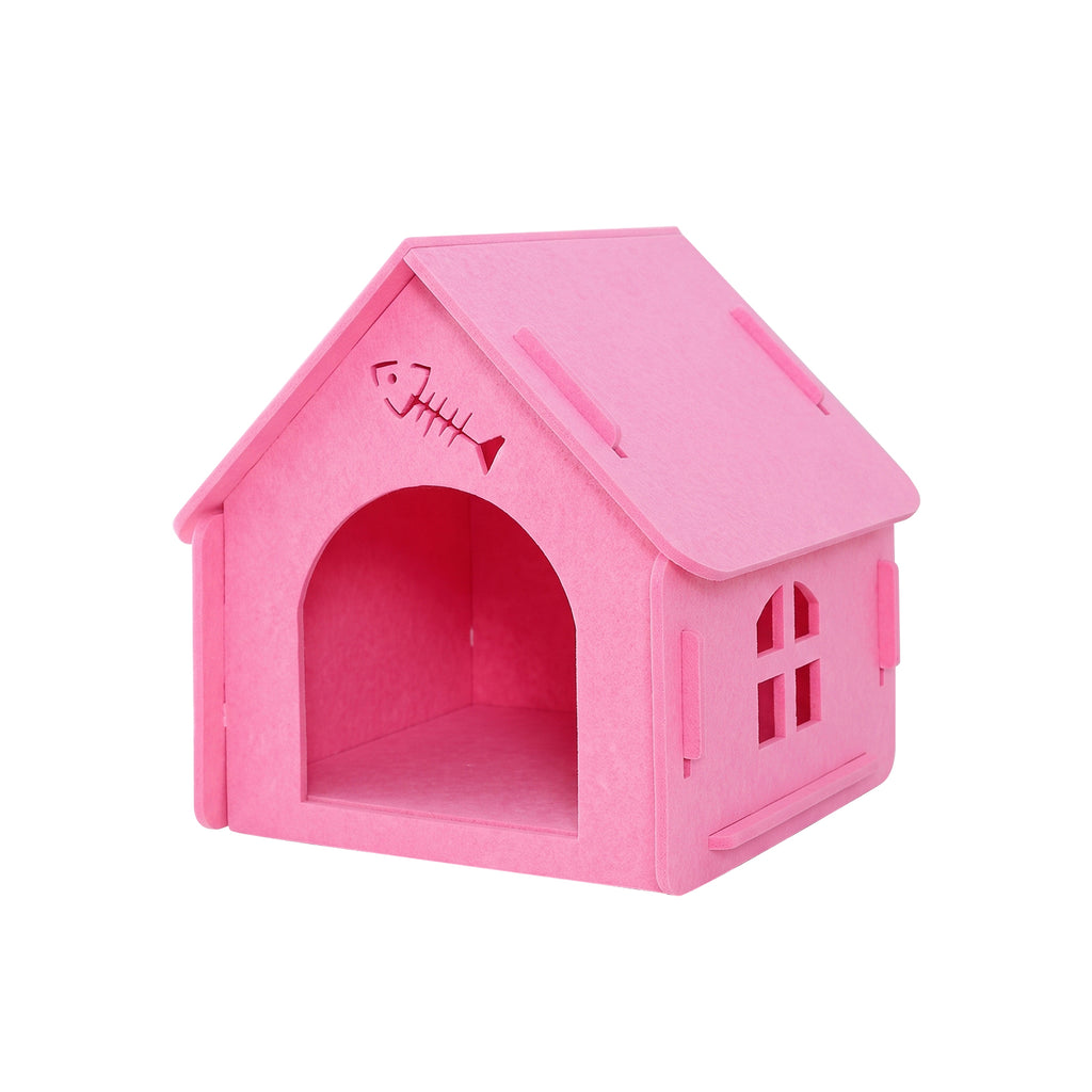 Scratch Resistant Felt Cat House Indoor Warm Insulated Cat Cave Bed Compatible with Pet Heating Pads for Kittens Small Cats