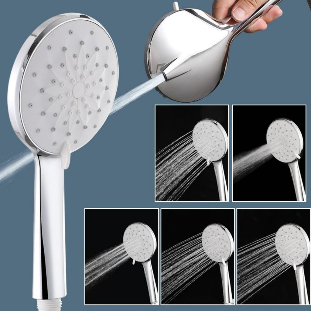 Handheld Shower Head Set with 6 Spray Modes, Chrome Finish Shower Head, Flexible Stainless Steel Hose & Adjustable Shower Holder for Bathroom