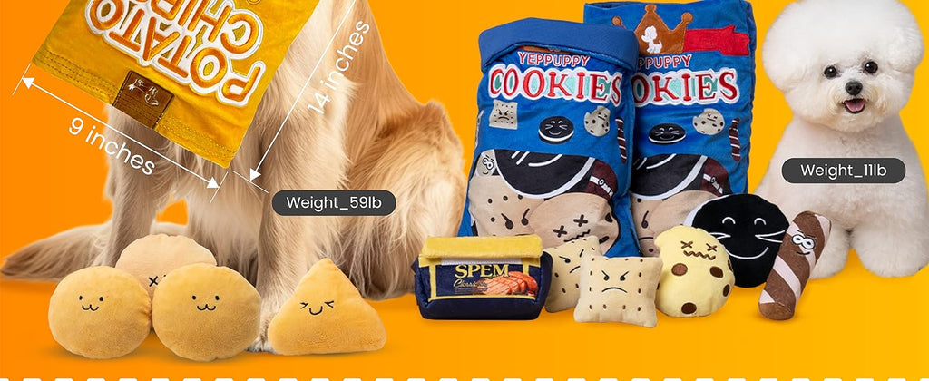 YEPPUPPY Sniffing Play for Mental Stimulation& Hide & Seek Plush Treat Dispenser – Boredom-Busting Interactive Burrow Dog Toy – Snuffle Puzzle Enrichment Gamewith Crinkle Chip Bag Design