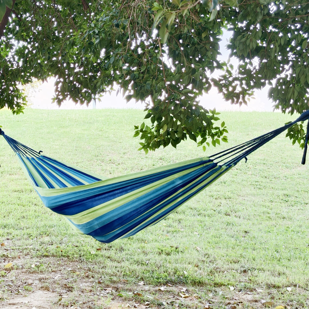 1pc Outdoor Canvas Hammock Camping Swing with Tree Ropes, Heavy Duty for Garden Patio Backyard