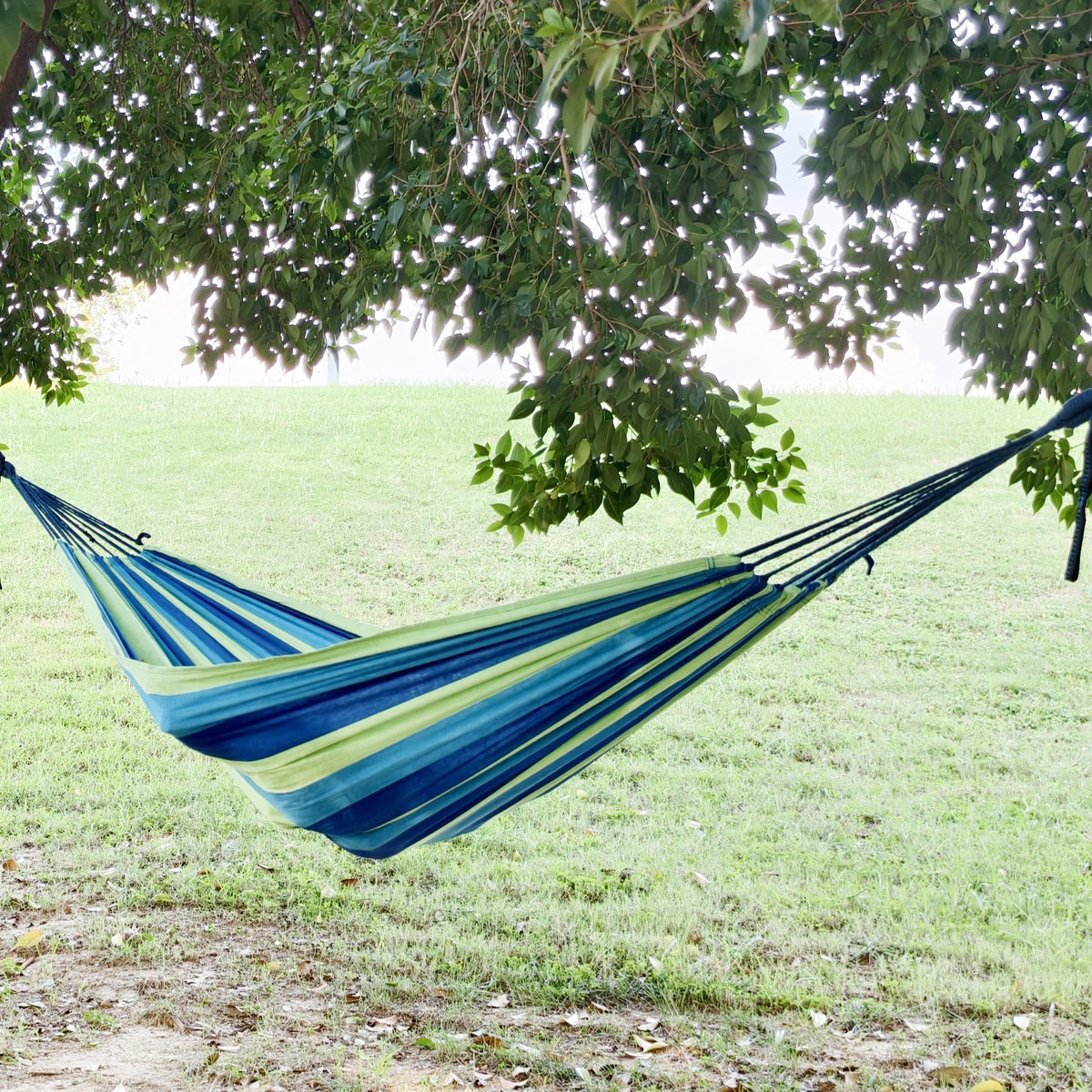 1pc Outdoor Canvas Hammock Camping Swing with Tree Ropes, Heavy Duty for Garden Patio Backyard