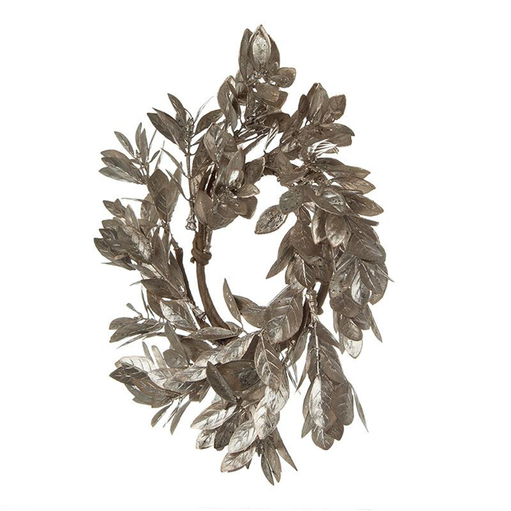 AEELLEEA 10 Inch Silver Shimmer Candle Ring Wreath, Christmas Winter Table Door Decor, Set of 6