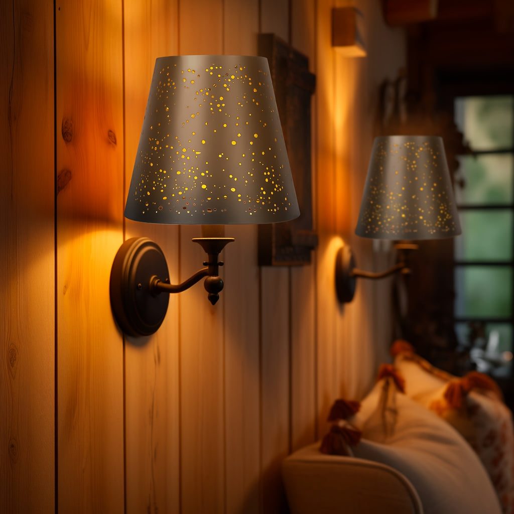 ALUCSET Mini Lamp Shades, Set of 2, 5x8x7 Inch, Black Gold, Clip-On Chandelier Shades