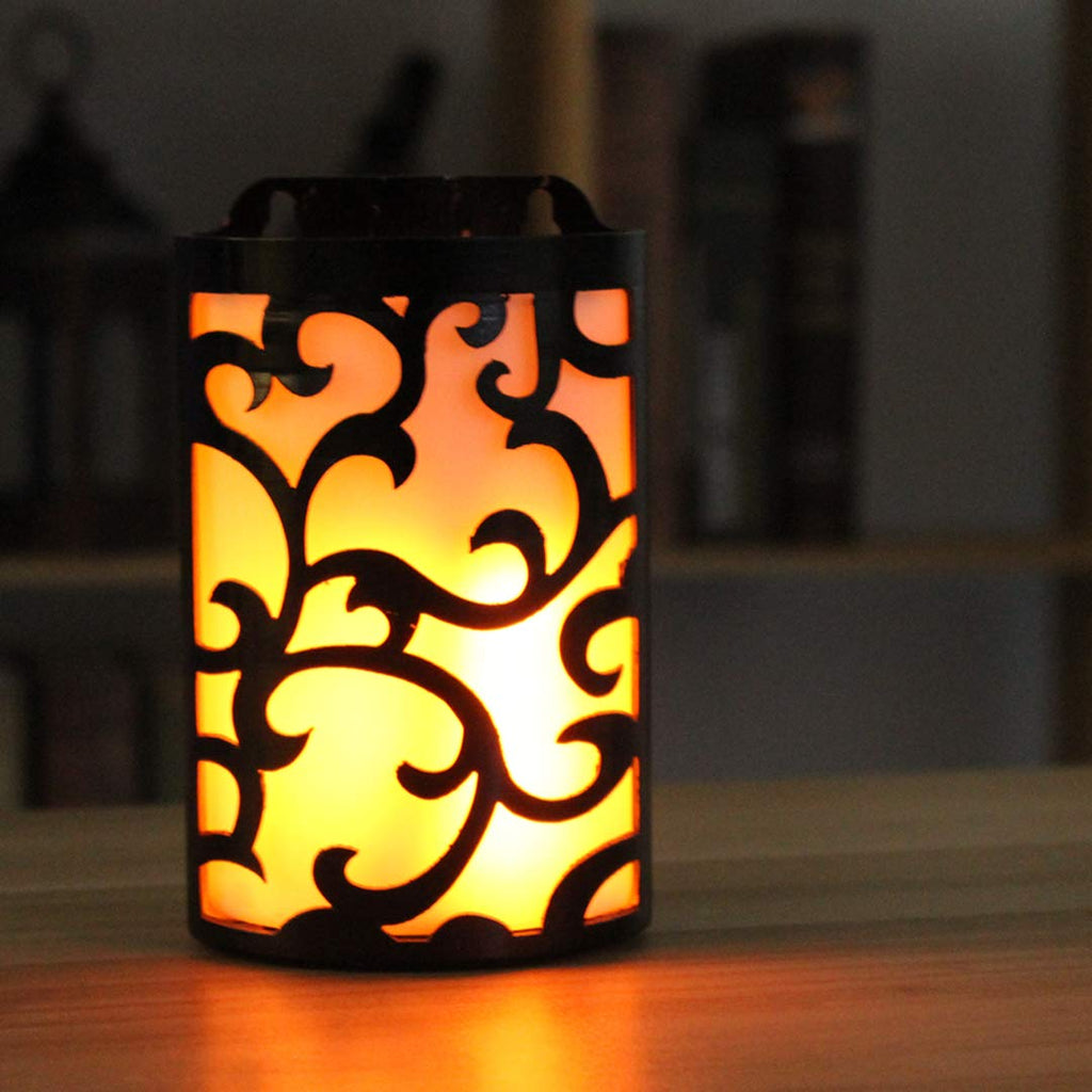 5 Inch 2 Pack Flameless Candle Wall Sconces with Timer, Decorative Lantern Flickering Flame Wall Light, Indoor & Outdoor for Hallway, Bathroom