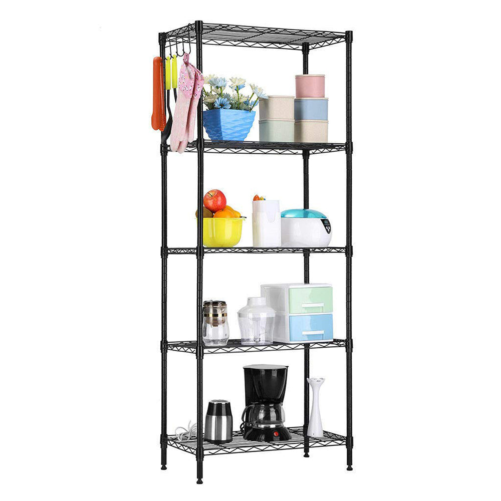 AEELLEEA-Changeable Assembly Floor Standing Carbon Steel Storage Rack, Black